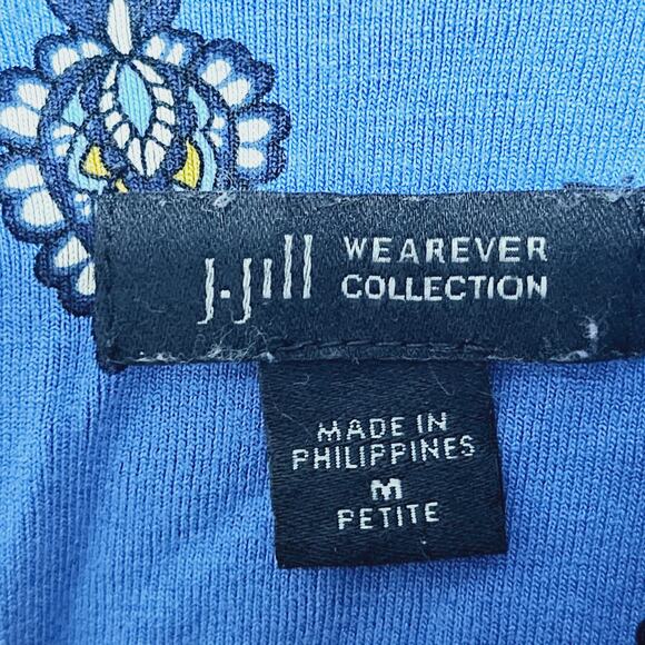 J Jill Wearever Collection Blue Paisley Border Print Tunic Top Women Size M Boho - Picture 6 of 9